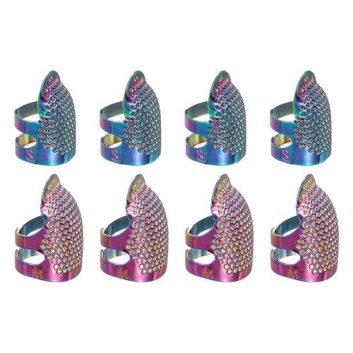 Sewing Thimble, 8 Pcs Metal Thimbles Adjustable for Hand Sewing, Rainbow Color