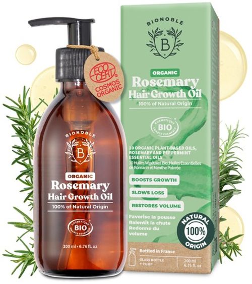 BIONOBLE Organic Rosemary Oil for Hair Growth Hair Loss Volume 200ml 100% Pure