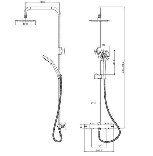 Brushed Brass Round Thermostatic Shower Rigid Riser Mixer Valve — image 8