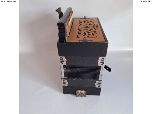 Vintage 10 Button/One Row Accordion Black - Fair Condition — image 4