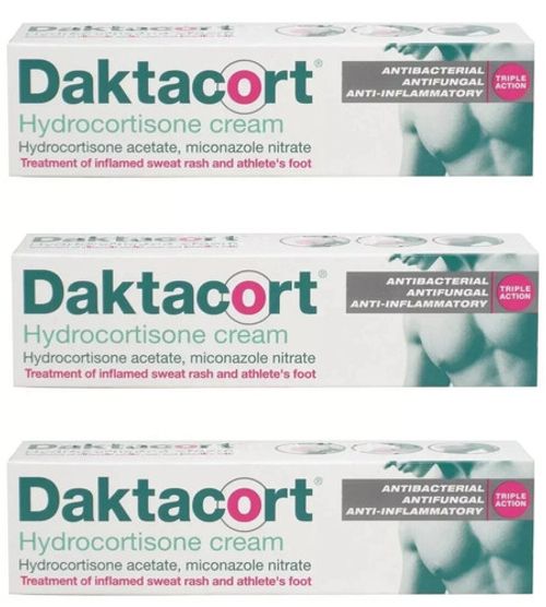 Daktacort 15g Cream x3 Hydrocortisone Antifungal Rash Relief