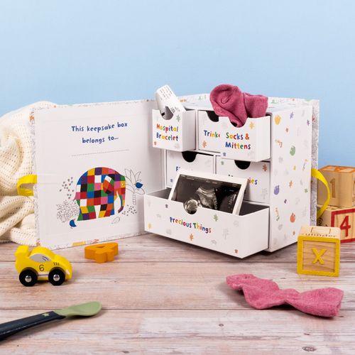 Elmer Baby Keepsake Box Memory Chest Newborn Gift with Drawers Official Elmer — image 3