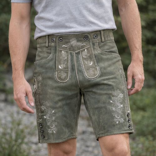 Lederhosen leather German shorts Oktoberfest mens shorts plus matching Braces — image 2