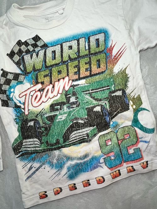 NEXT Baby Boys White Long Sleeve Racing Graphic Print T-Shirt Size 2-3 Years — image 2