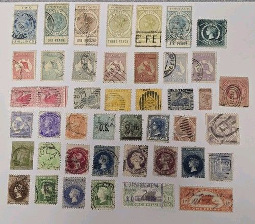 Vintage Australian States Stamp Lot Collection Pre-Decimal Used Pre-Federation