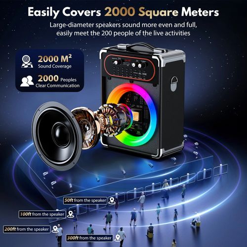 Portable Bluetooth Karaoke Machine Speaker With 2 Wireless Microphones Singing — image 3
