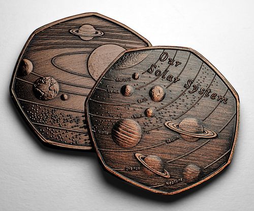 OUR SOLAR SYSTEM Antique Bronze Commemorative Coin. Earth/Mars/Moon/Astronomy — image 6