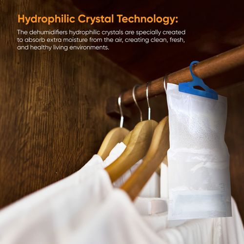 12 Hanging Wardrobe Dehumidifier Bags Damp Mould Moisture Mildew Condensation — image 3
