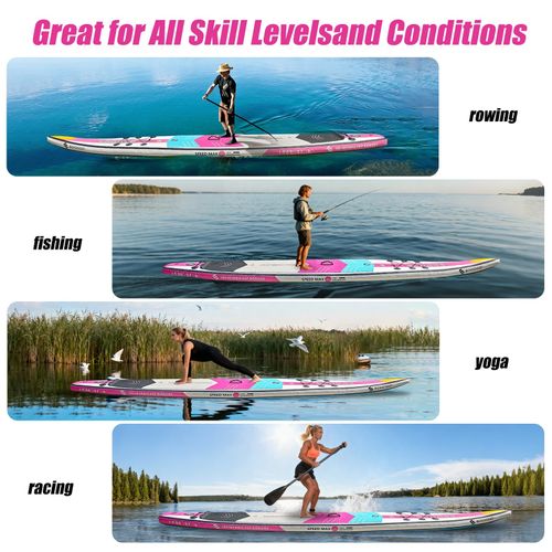 14FT Inflatable SUP Stand Up Paddle Board w/ Ankle-Strap Pump Carry Bag — image 8