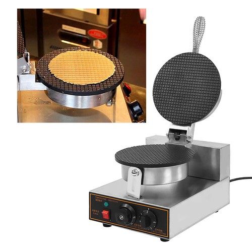 220V Electric Ice Cream Egg Waffle Cone Maker Machine Non Stick Pan