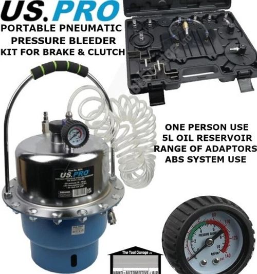 US PRO Tools Portable Pneumatic Pressure Bleeder Kit For Brake / Clutch NEW 5054