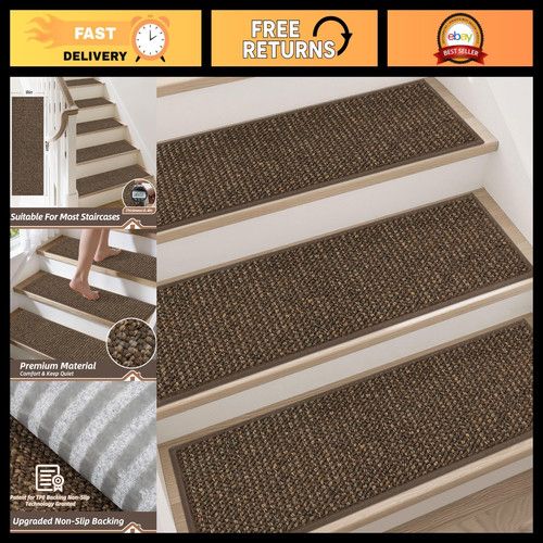 Non-Slip Stair Treads for Wooden Steps, 28x9in, 4 Pack, Brown Safety Mats