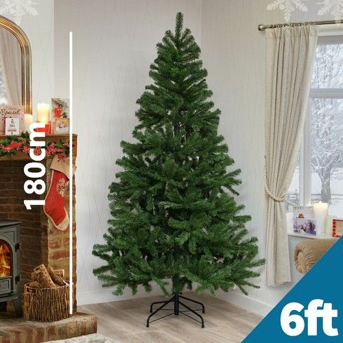 ARTIFICIAL CHRISTMAS TREE 5–10FT GREEN XMAS TREE BUSHY FOR INDOOR USE WITH STAND