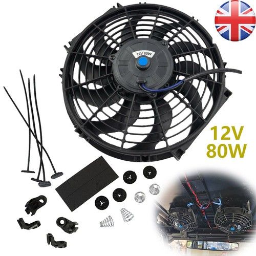 12V 12 inch Slim Fan Push Pull Electric Radiator Cooling Mount Kit Universal New