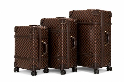 Vintage Hard Shell 3-Piece Luggage Set Chequer Multicolour,Spinner,Check TSA Lck — image 1