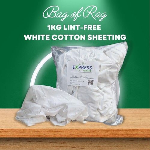 1kg Bag 100% Cotton Sheet Lint-Free Cleaning Rags / Wipers / Cloths (Bag of Rag)