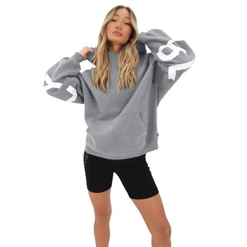 Letter Oversized Hoodies Womens Long Sleeve Sweatshirt Hooded Jumper BaggyTops!!