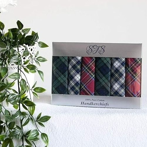 Mens 100% Cotton Handkerchiefs (Hankies Hankys)  Gift Boxed in packs of 6 or 7