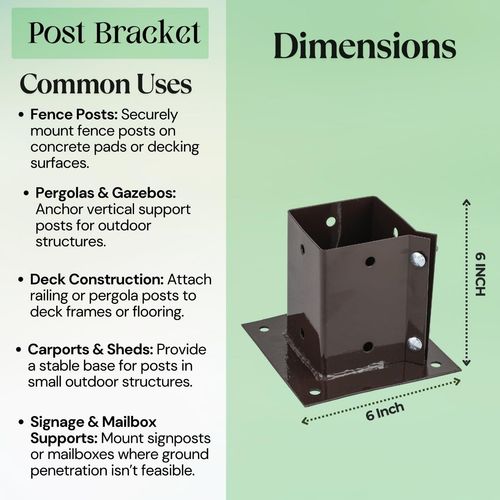 Heavy Duty BOLT DOWN Galvanised SQUARE POST SUPPORT Fence Foot Pack X4 — image 7