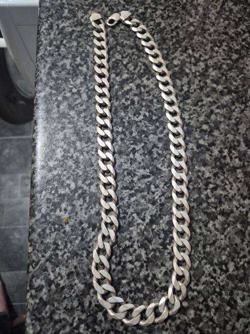 Men's Heavy 925 Sterling Silver Curb Chain Around 24 Inch Solid Silver  — image 1