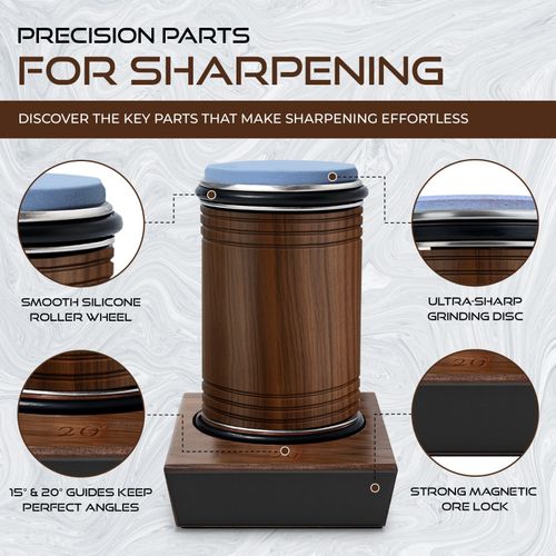 Rolling Knife Sharpener Walnut – Premium Magnetic 15°/20° Knife Sharpener — image 5