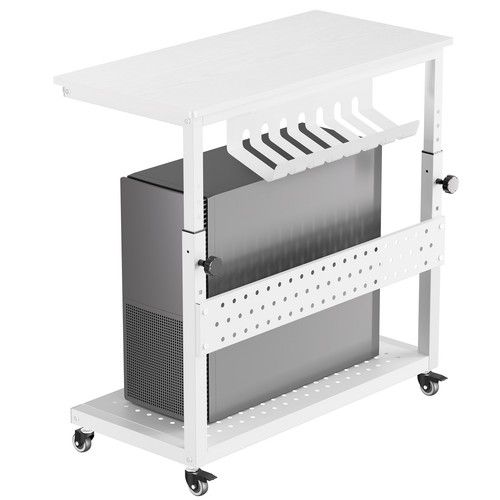 2-Tier PC Stand Computer Cart, Adjustable Tower Stand Cart Mobile CPU Holders