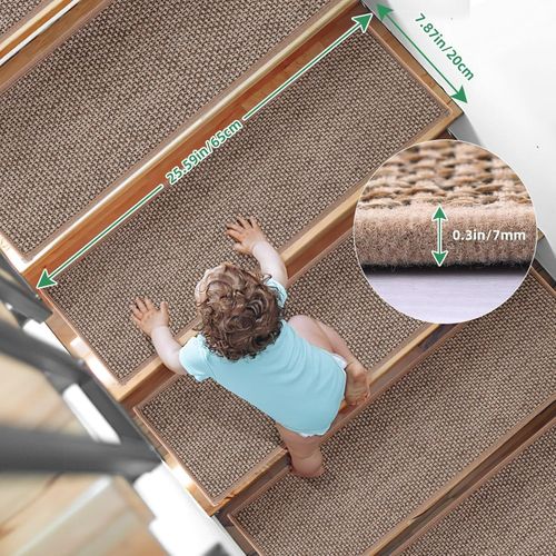 YISUN 15 PCS Non-Slip Stair Treads, Carpet Treads for Stairs, Non Skid Rubber Ba — image 6