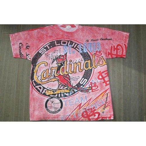 Vintage 1991 St Louis Cardinals All Over Print Shirt Mens XL Trench MLB Red AOP