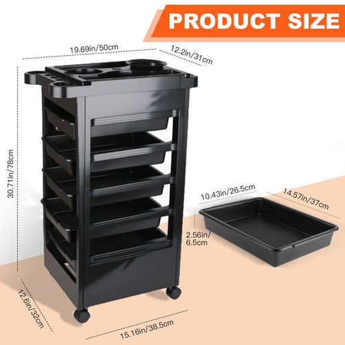 Salon Hairdresser Trolley Beauty Barber Storage Basket Rolling Cart 5 Drawer — image 7