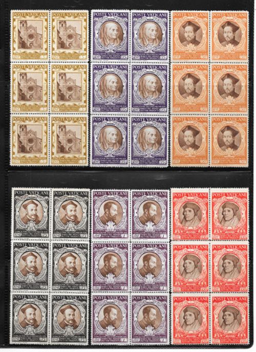 VATICAN - 1946 Council of Trent - Complete Mint Set in Blocks of 6 - All MNH
