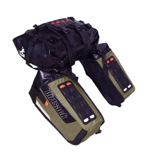 Dirtsack Erupt Rackless V2 Soft Luggage ADV 2 x 24L Green & Black Regular Width