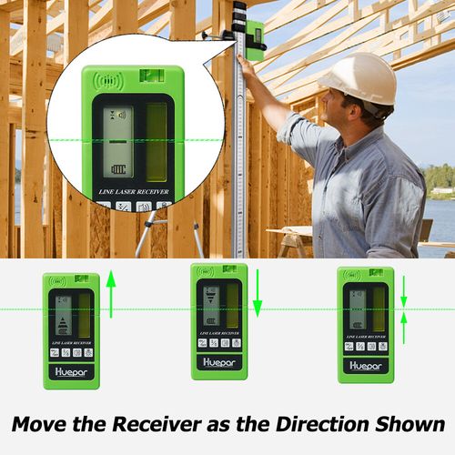 Huepar 3D Laser Level Cross Line 12 Lines Self Leveling+Receiver+143cm Tripod — image 13