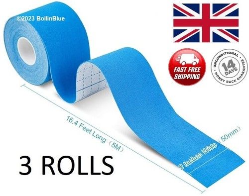 3 Rolls of Kinesiology Tape 5cm x 5m  Sport tape Muscle tape KT tape