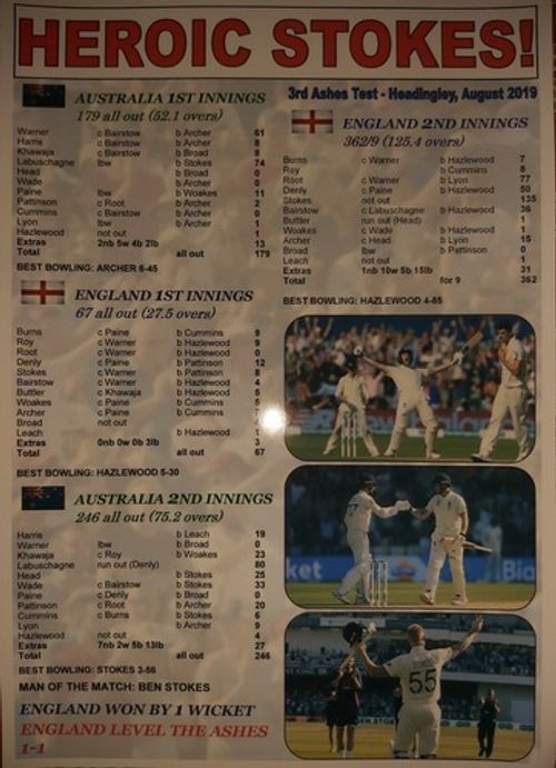 England beat Australia - 2019 Ashes third test - Ben Stokes - souvenir print