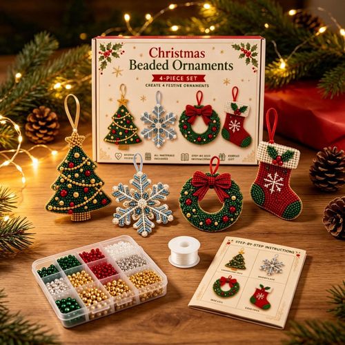 Christmas Bead Making Kit DIY Bracelet Craft Set Holiday Tree Hanging Decor — image 7