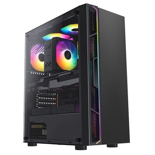 Gaming PC Computer Case ARGB LED Fan Strip Mid Tower ATX Tempered Glass Panel UK
