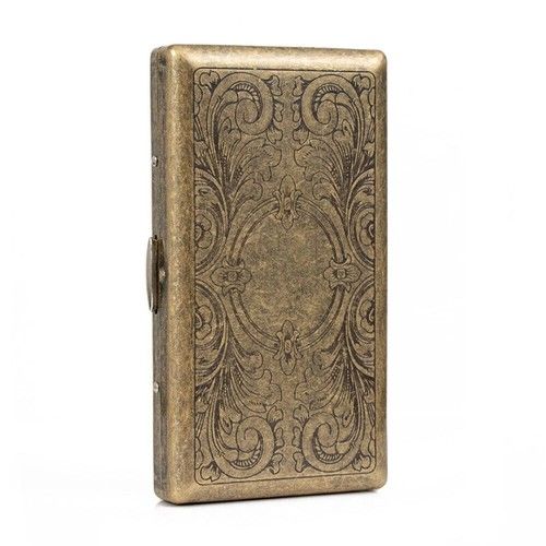 Retro Gold Metal Cigarette Case Box Vintage Tobacco Holder Container Storage