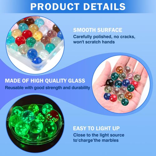 30 PCS Marbles for Kids,Glow In The Dark Glass Marbles,16mm 16 millimeters  — image 3