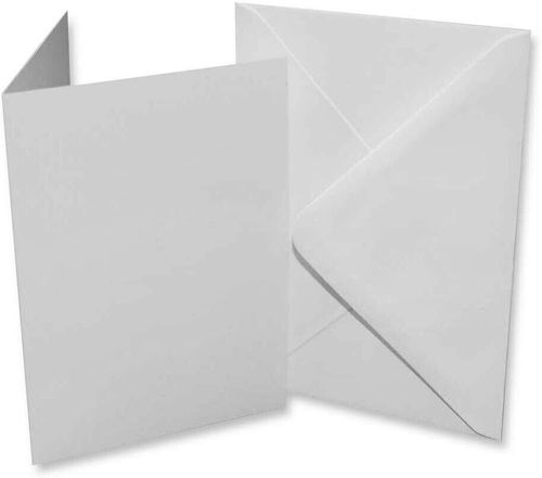 A5 White Card Blanks & C5 Envelopes - 300gsm Card Pre-Creased For Easy Folding — image 1