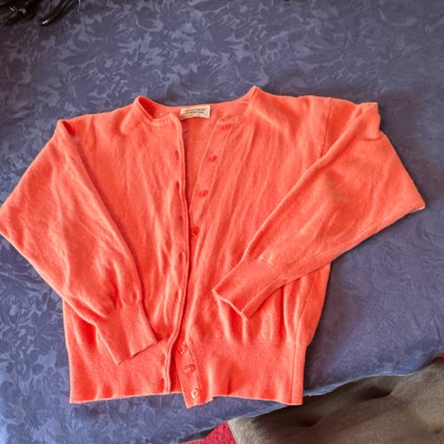 United Colors of Benetton Orange Wool Angora Knit Button Cardigan M — image 1