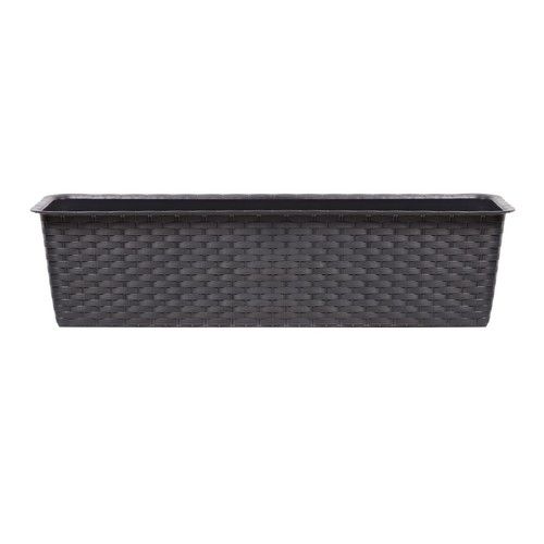 Rectangle Rattan Plastic Balcony Flower Plant Garden Herb Planter Decor Pots Set