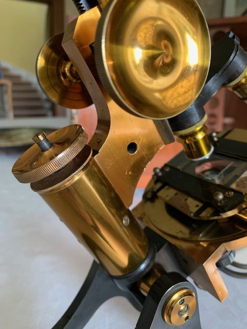 Antique Henry Crouch Histological Brass Microscope - circa 1887, Cased — image 7