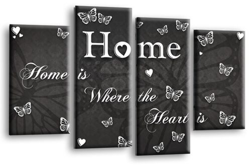 Home Quote Wall Art Print Grey White Living Room Framed Split Canvas Print — image 1
