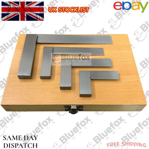 📐 4-Piece Engineers Square Set 2", 3", 4" & 6" | Machinist Try Squares | Wooden