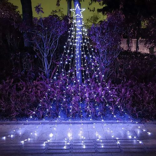 Christmas Decoration Lights 320 LED Waterfall Christmas Tree Lights 10" Star — image 1