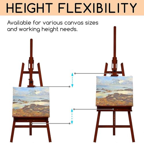 Walnut Large Painters Easel Adjustable Solid Beech Wood Artist Easel, Studio Eas — image 2