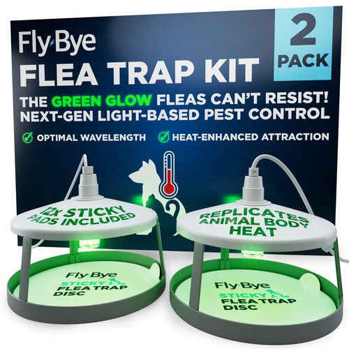 Flea Trap Green Light x2 Plug In Home Catcher 12 Sticky Pads Killer Non Toxic