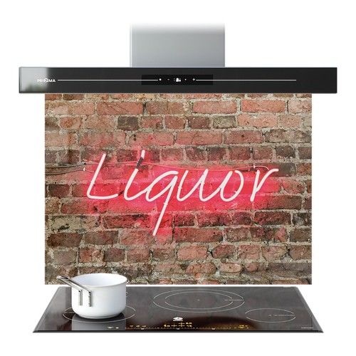 Kitchen Glass Splashback Toughened Tile Cooker Panel ANY SIZE  Neon Brick Stones