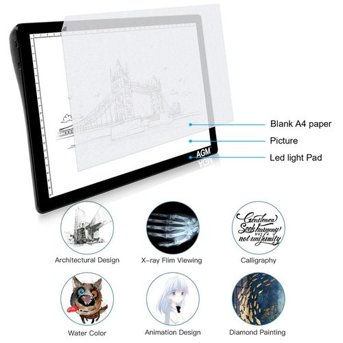 A4 LED Drawing Copy Board Tracing Light Pad Stencil Slim Drawing Art Craft Table — image 3