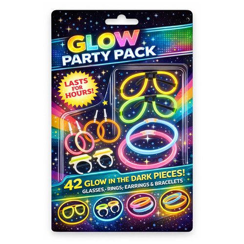 Glow Sticks 42pc Party Pack Glow Bracelets Necklaces Glasses Rings Party Fillers
